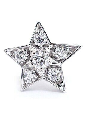 Chanel 18K White Gold Comet Diamond Earrings One Side Only Star